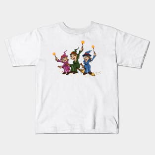 Three happy witches on a broom Kids T-Shirt